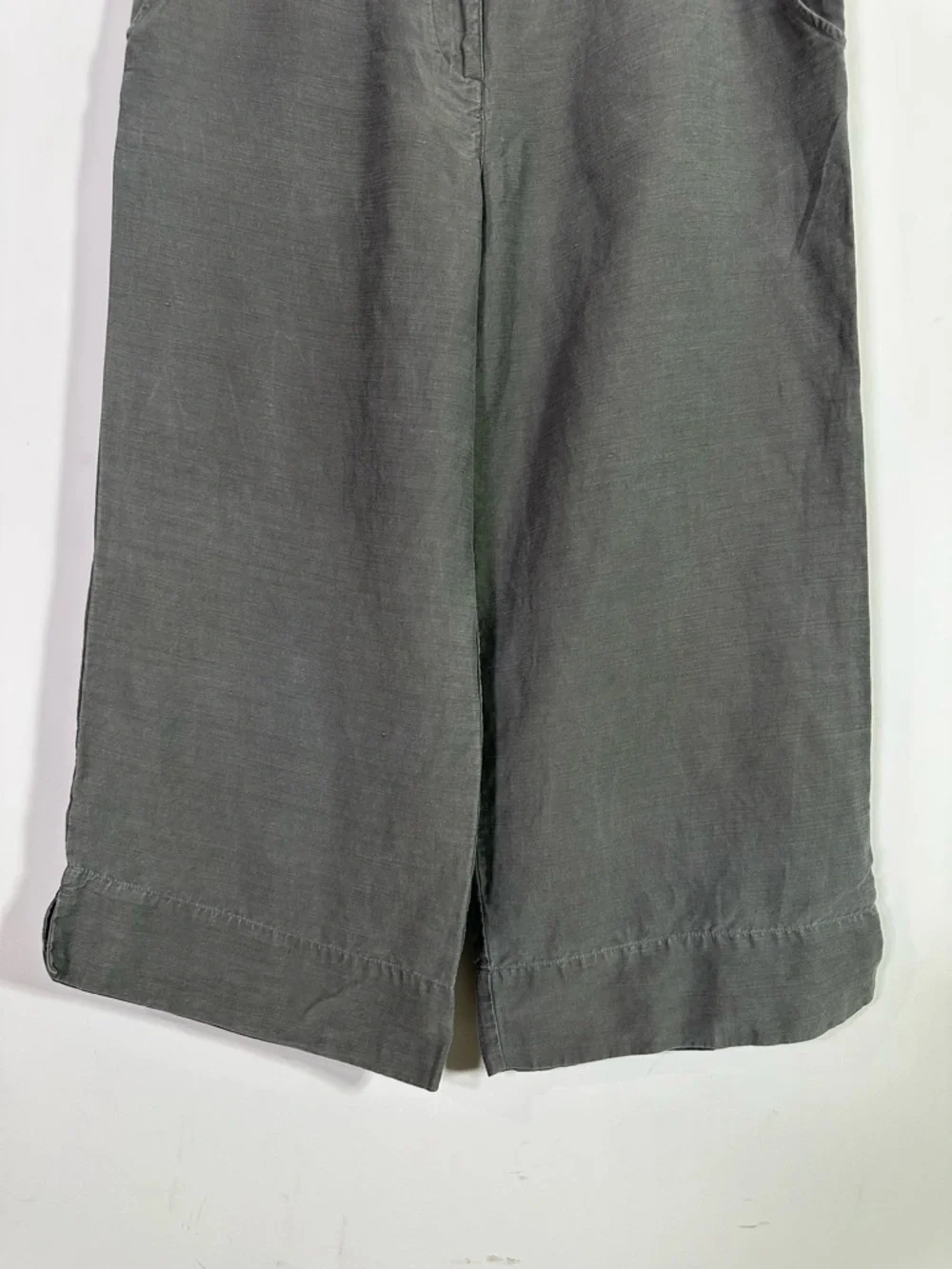 Stella Carakasi Gray Hemp Blend Cropped Wide Leg High Rise Pants